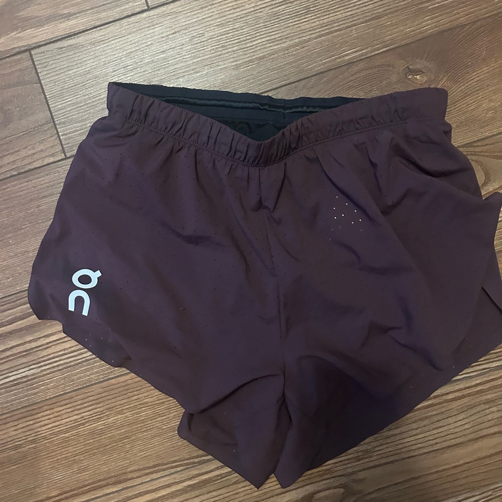 On Running Burgundy Performance Shorts